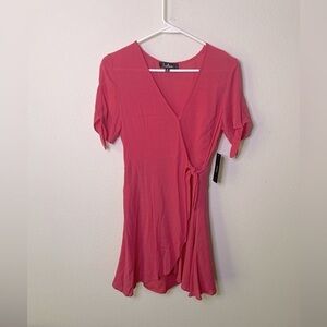 Lulu's Pink Wrap Mini Dress